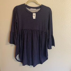 Navy polka dot long sleeve NWT